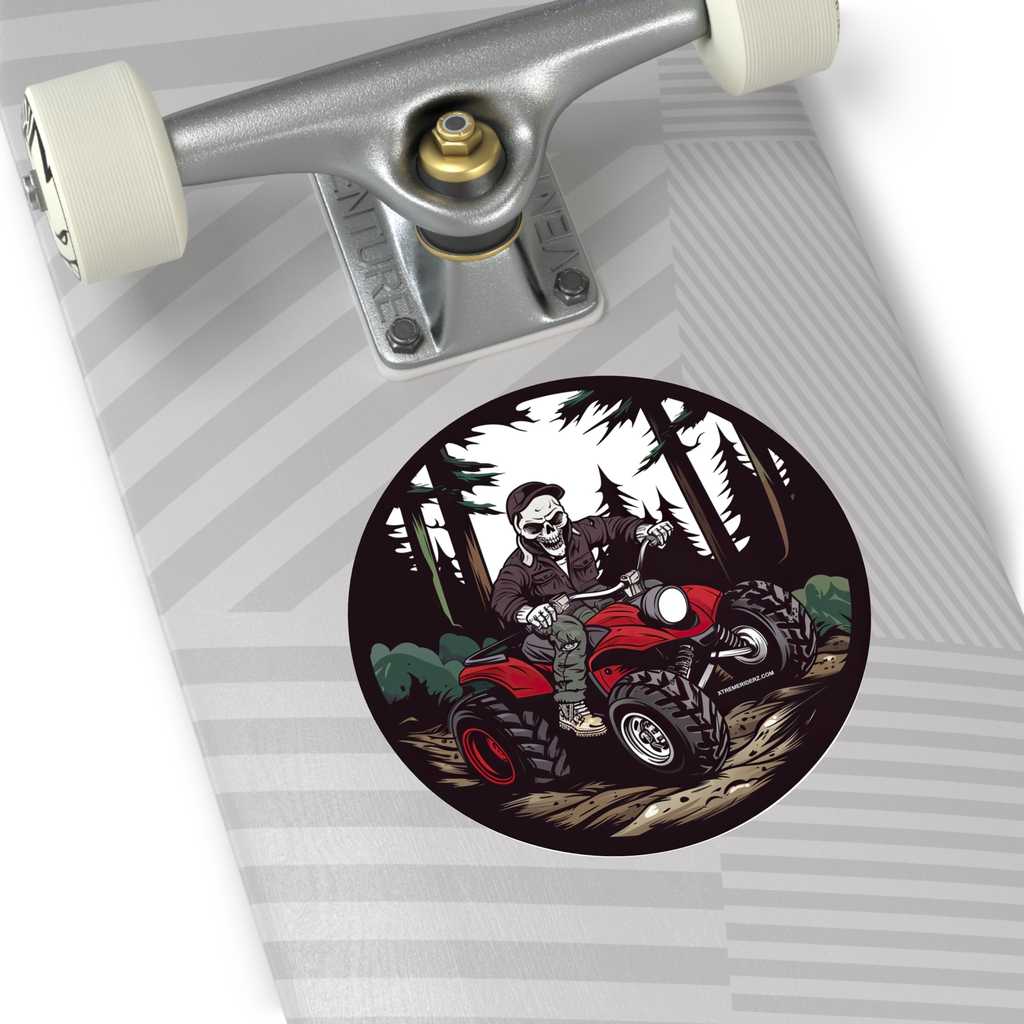 Skeleton on ATV- Xtreme Riderz- Round Vinyl Stickers